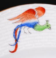 Herendi madaras-virágos süteményes tál, kézzel festett, hibátlan, jelzett (koronás), d:29 cm