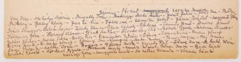 1938-1939 A szolnoki színház társulatának tagjai az évad végén, feliratozva, fotóméret 11x17 cm, kar...