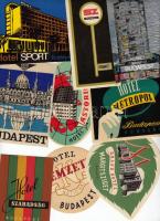 cca 1950-1960 Budapesti szállodák reklám matricái, bőrönd címkéi, 9 db