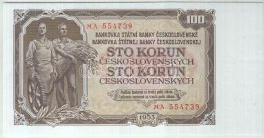 Csehszlovákia 1953. 100K T:I Czechoslovakia 1953. 100 Korun C:UNC Krause 86