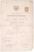 1891 Nyitra, Nyitra vármegye bizonyítványa Bodnár Istvánnak, a községi jegyzői szigorlaton való megfeleléséről