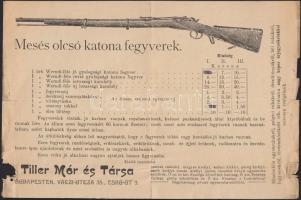cca 1920-1930 Mesés olcsó katona fegyverek, reklám szórólap illusztrálva német és magyar nyelven, ki...