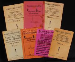 cca 1930-1935 Birkózó versenyek szórólapjai, 7 db