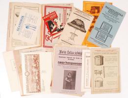 cca 1900-1945 Reklám kiadványok, szórólapok (Blaha Lujza Színház, Zenith, Holitscher Zsigmond és Társa, Gallwitz Testvérek, Papíripari Vállalat, Colonial Behozatali Társaság, Mauthner Ödön stb.), 34 db