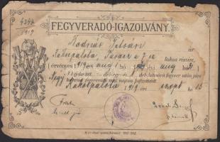 1919 Rákospalota, Fegyveradó igazolvány