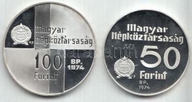 1974. 50Ft Ag + 100Ft Ag "50 éves az MNB" T:PP