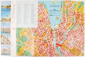 cca 1950-1960 Zürich térkép, 32x49 cm