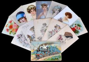 kb. 500 db vegyes háború előtti motívumlap gyűjtemény, sok üdvözlő- és művészlap / cca 500 mixed pre-1945 topic cards