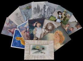 kb. 300 db vegyes háború előtti motívumlap gyűjtemény, sok üdvözlő- és művészlap / cca 300 mixed pre-1945 topic cards