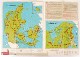 cca 1950-1960 Danemark és Copenhague map (Dánia és Koppenhága térkép) 38x54 cm