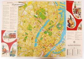 cca 1950-1960 Danemark és Copenhague map (Dánia és Koppenhága térkép) 38x54 cm