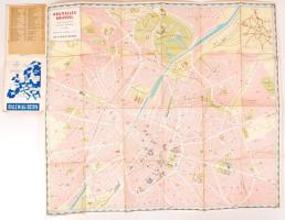 1958 Bruxelles map (Brüsszel térkép), Hallwag, 55x60 cm