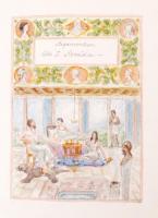 1897 Az Aeneis második énekének tartalma latin nyelven. Diplomadolgozat, akvarellel és tusrajzokkal, díszes kötésben, tanári javításokkal