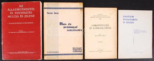 4 db könyv-Kovácsy Béla: Csikónevelés és lóértékesítés. Bp., Hornyánszky Viktor Könyvnyomdája; Nagyüzemi pulykatartás és nevelés. Bp., 1962; Major Ákos: Hús- és prémnyúl tenyésztés. Nagyvárad, 1942; Az állatértékesítés és tenyésztés múltja és jelene. Állatkereskedelmi szakismeretek. (ló, szarvasmarha, sertés, juh). Bp., 1944, Bethlen Gábor irodalmi és Nyomdai Rt.