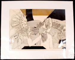 Szász Endre (1926-2003): Bölcs kupával. Szitanyomat, papír, jelzett, 50×70 cm