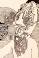 Szász Endre (1926-2003): Bölcs kupával. Szitanyomat, papír, jelzett, 50×70 cm