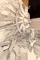 Szász Endre (1926-2003): Bölcs kupával. Szitanyomat, papír, jelzett, 50×70 cm