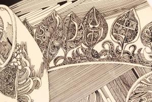 Szász Endre (1926-2003): Bölcs kupával. Szitanyomat, papír, jelzett, 50×70 cm