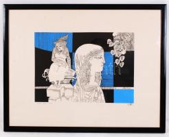 Szász Endre (1926-2003): Mulandóság. Szitanyomat, papír, jelzett, 50×70 cm