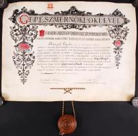 1906 Bp., Magyar Királyi József-Műegyetem által kiadott gépészmérnöki diploma