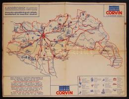 cca 1920-1930 2 db reklámnyomtatvány Magyarország legújabb vasúti, Budapest belváros és a Corvin áru...