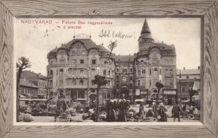 Nagyvárad Fekete Sas nagyszálloda, piac; Benkő Artúr kiadása / hotel, market