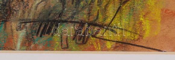 Titi Mária: Csikó az mezőn. Vegyes technika, papír, jelzett, üvegezett keretben 44×63 cm