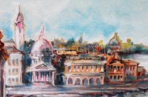 Zöllei Márta: Velence I. Olaj, farost, jelzett, keretben, 70×50 cm