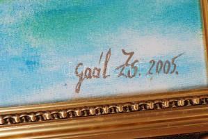 Gaál Zsuzsa: Papagájok. Olaj, farost, jelzett újszerű keretben 70×50 cm