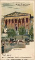 Budapest VIII. Nemzeti Múzeum, Ifj. Nagel Ottó könyvkereskedésének rekláma, litho s: Rosenberger
