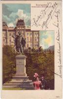 1900 Budapest Eötvös szobor litho