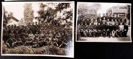 cca 1940-1950 Katonai csoportképek, 2 db, 18x13 24x18 cm-es méretben, 1 db MÁV Tisztképző és Továbbk...