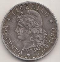 Argentína 1883. 50C Ag "Liberty" T:2- ph., lapka vékonyodás Argentina 1883. 50 Centavos Ag "Liberty" C:VF edge error Krause KM# 28