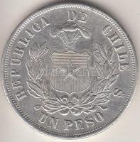 Chile 1876. 1P Ag (25g) T:2- kis ph.
Chile 1876. 1 Peso Ag (25g) C:VF small edge error