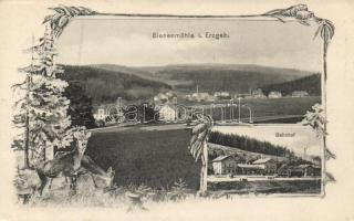 Rechenberg Bienenmühle im Erzgebirge, Bahnhof / railway station, floral
