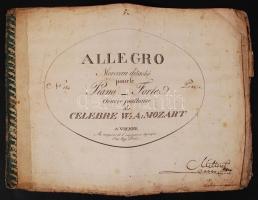 cca 1780 Allegro Morceau détaché pour le piano forte Celebre W. A. Mozart a Vienne 6p. Kotta / notes