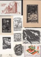 7 db különböző ex libris, kisgrafika
