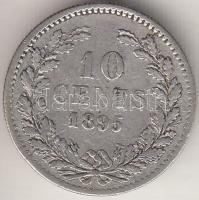 Hollandia 1895. 10C Ag T:2-
Netherlands 1895. 10 Cents Ag C:VF