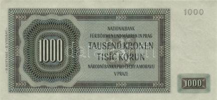 Német 3. Birodalom/Cseh-Morva Protektorátus 1942. 1000K 2. kiadás T:I
German Third Reich/Protectorat...