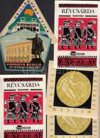 6 db régi bőröndcímke ()Kossuth Szálló, Csillaghegy, Budapesti Történeti Múzeum, Révcsárda)