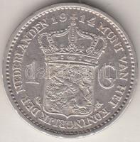 Hollandia 1914. 1G Ag "I. Vilma" T:2- Netherlands 1914. 1 Gulden Ag "Wilhelmina I" C:VF