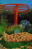 Győri Zsolt (1968-): Kert. Olaj, vászon, jelzett, 50×70 cm