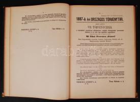 1887-dik évi országos törvénytár Bp., 1887 Igazságügy Minisztérium. Nágel Ottó Félvászon kötésben