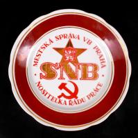 Csehországi feliratos (SNB Praha) porcelán dísztányér, d: 23 cm