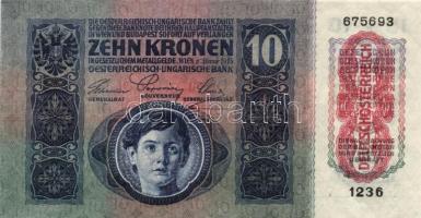 1915. 10K (3x) "Deutschösterreich" felülnyomással, sorszámkövető T:I- (hullámos papír)
Ada...