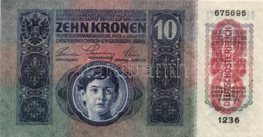 1915. 10K (3x) "Deutschösterreich" felülnyomással, sorszámkövető T:I- (hullámos papír)
Ada...