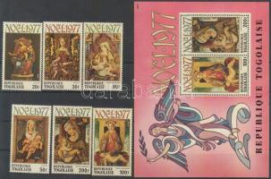 1977 Karácsony, Madonna festmények sor Mi 1260-1265 + blokk Mi 122