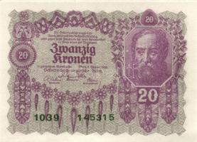 Ausztria 1922. 20K (6x) sorszámkövető T:I,I-
Austria 1922. 20 Kronen (6x) sequential serials C:UNC,A...