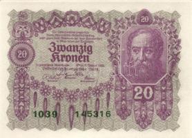 Ausztria 1922. 20K (6x) sorszámkövető T:I,I-
Austria 1922. 20 Kronen (6x) sequential serials C:UNC,A...