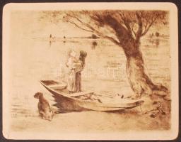 Szőnyi István (1894-1960): Először a tó partján. Rézkarc, papír, jelzett, 23×30 cm